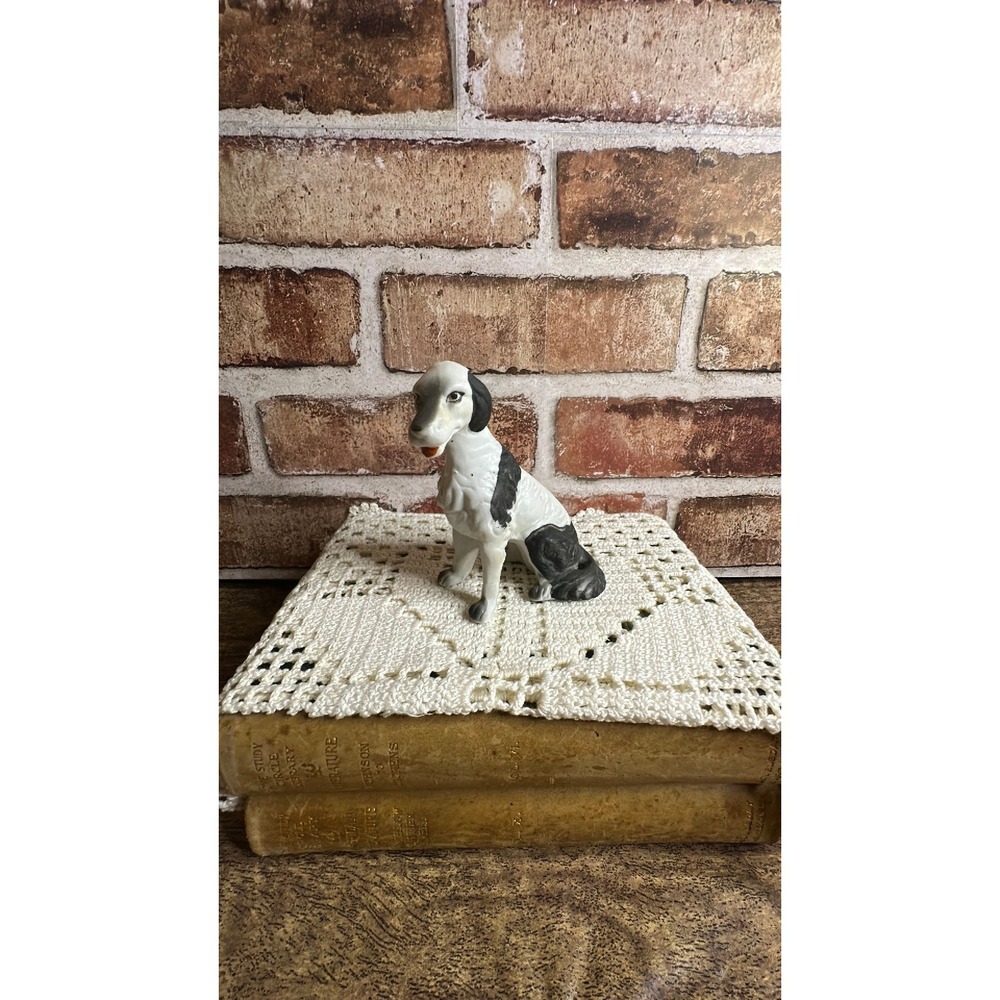 Vintage Ceramic Black and White Dog Figurine 4.25"